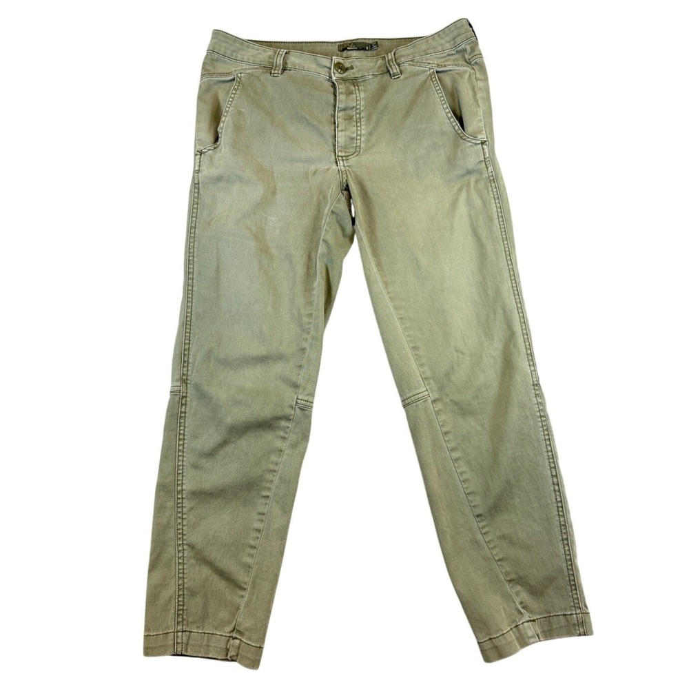Prana Womens Olive Green Organic Cotton Stretch Utility Pants Size 8 Flaw